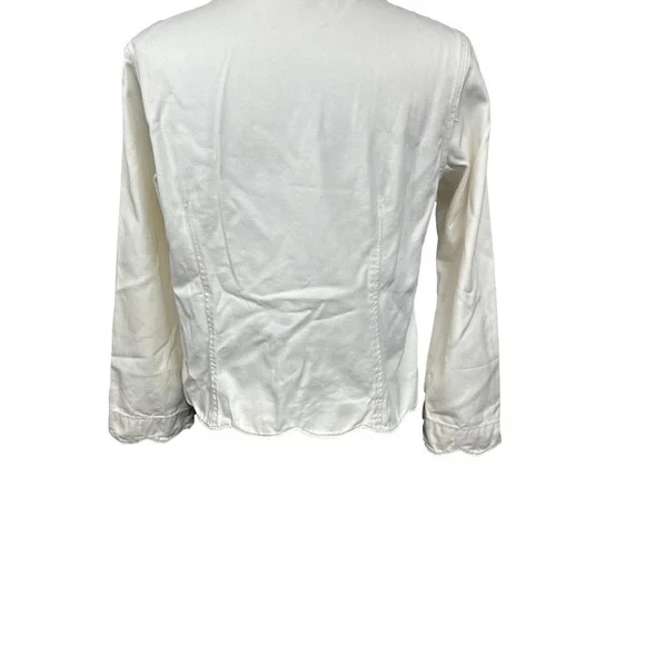 Isabella Byrd Anthropologie Ivory Denim Button Up Jacket LP - Picture 3 of 10